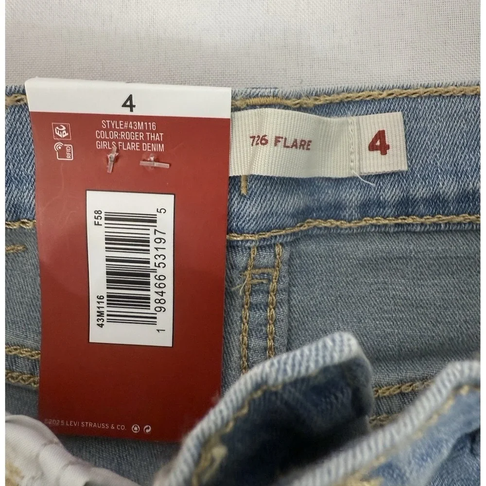 NWT Levi's Girls Flare 726 Denim Light‎ Wash Toddler Girls Size 4